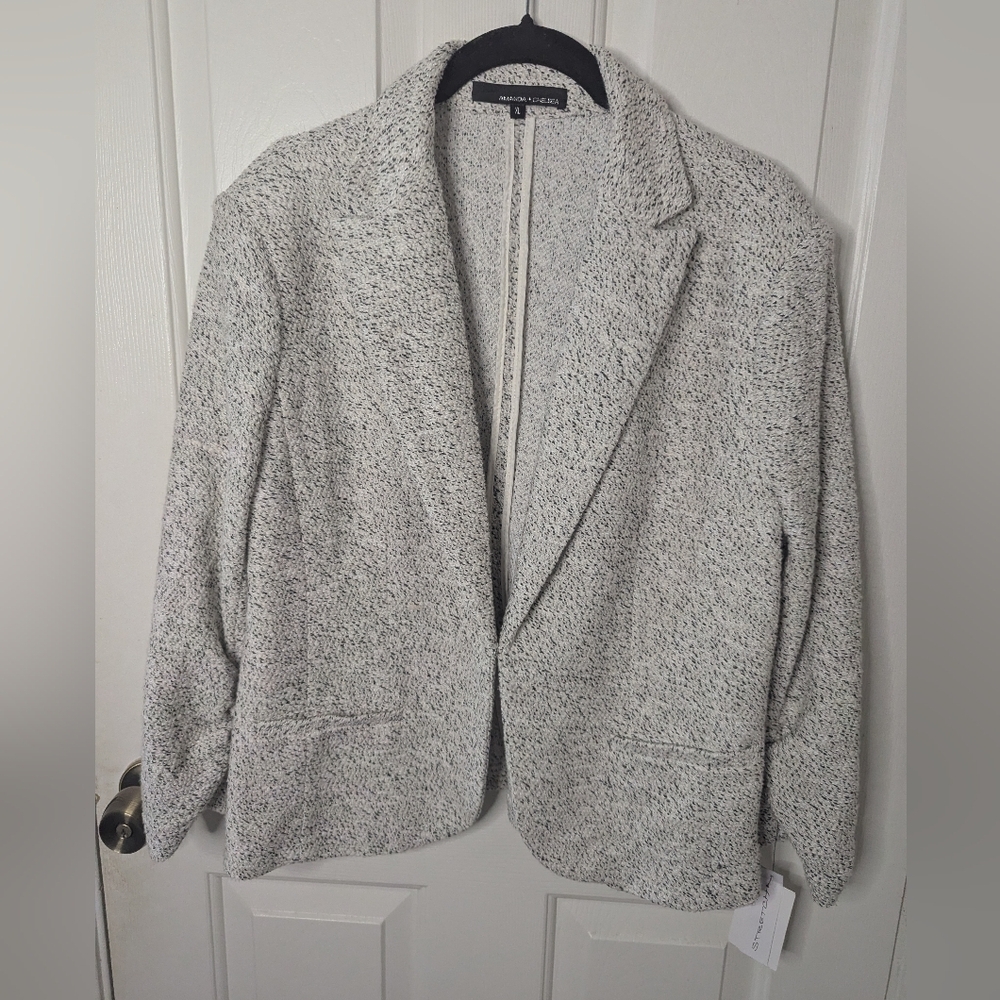 Amanda & Chelsea Ivory/Black Blazer Women's Size XL Scrunched 3/4 Sleeve